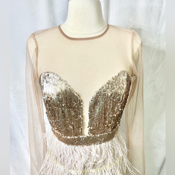 Feather and Gold Sequin Dress! Stunning - Picture 3 of 10